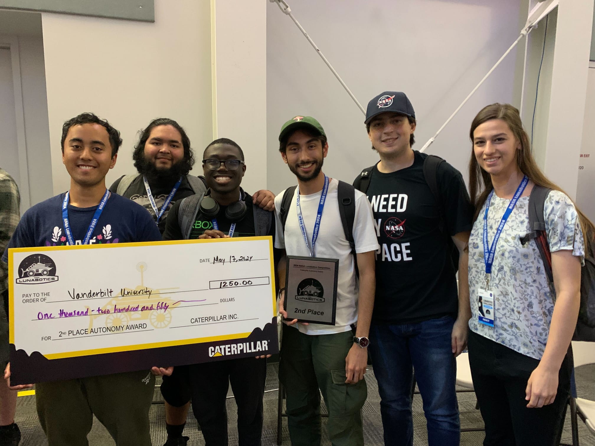 Vanderbilt Robotics team receiving the 2nd place autonomy award