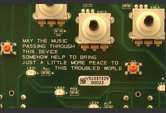 PCB Easter egg on a vintage guitar pedal circuit board